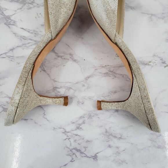 Shannon Britt Italian Silver Kitten Heel Mules Formal Bridal Evening - Picture 9 of 16